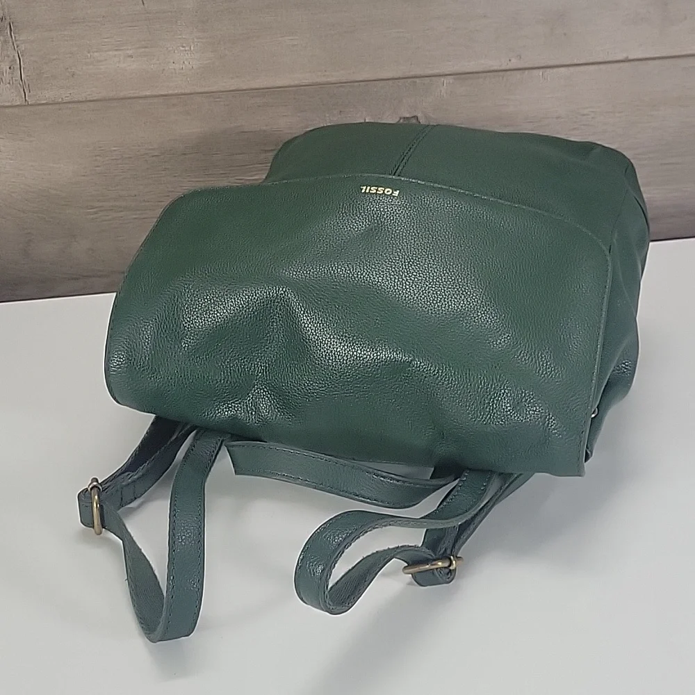 Fossil Green Leather Backpack Shoulder Bag
